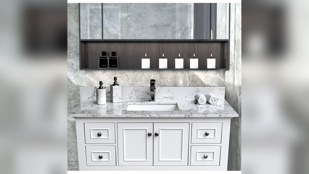 What Color Vanity Cabinet With White Marble